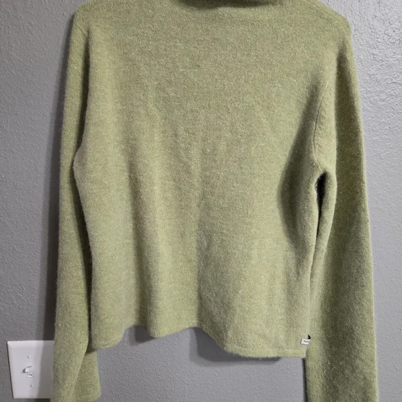 Vintage American Eagle Outfitters Green Fuzzy Cropped Mocked Neck Sweater Size L - Picture 11 of 12